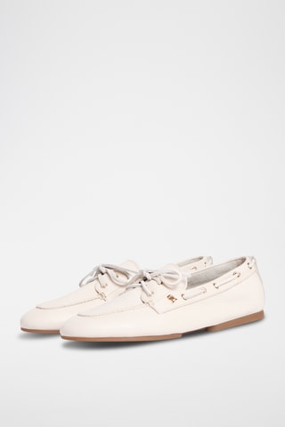 Chaussures bateau en cuir nappa - Beige