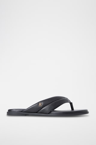 Tongs en cuir de mouton - Noir
