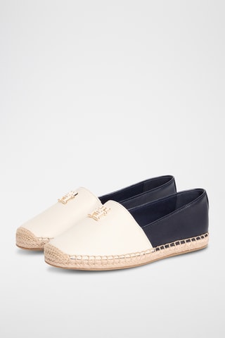 Espadrilles en cuir nappa - Bleu marine et écru