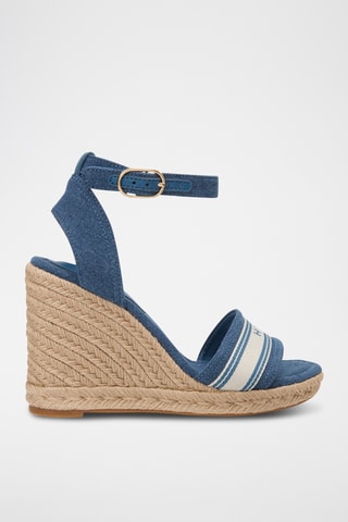 Sandales compensées en jean - Bleu