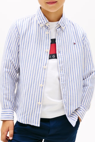 Chemise en lin - Bleu cobalt et blanc