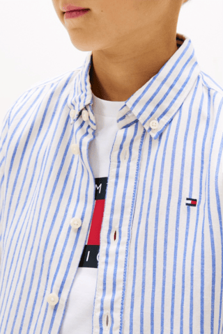 Chemise en lin - Bleu cobalt et blanc