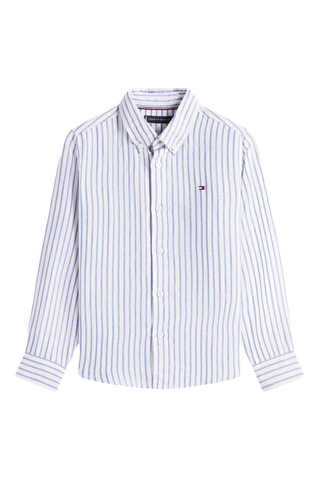 Chemise en lin - Bleu cobalt et blanc