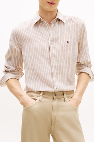 Chemise regular en lin - Marron