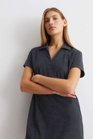 Vestido polo de algodón orgánico - Negro