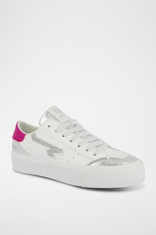 Tennis plateformes Cyndia - Blanc et rose