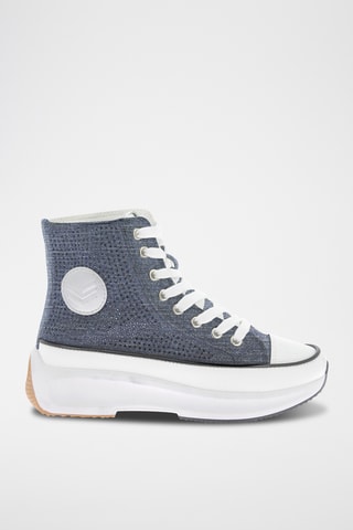 Baskets montantes plateformes Christa Denim-strass - Bleu