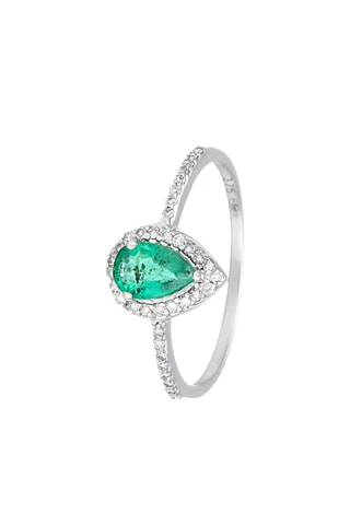 Bague Perrine - Or blanc, diamants et émeraude