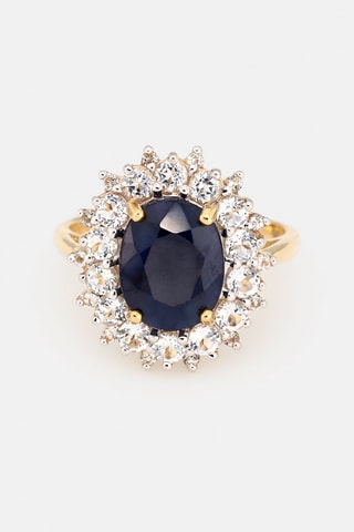 Bague Soleil Bleu - Or jaune, topaze et saphir