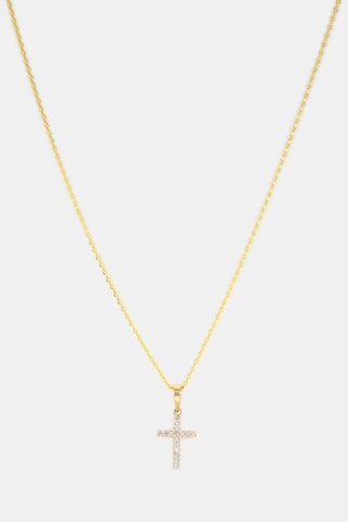 Pendentif Croix du bonheur  - Or jaune et diamants