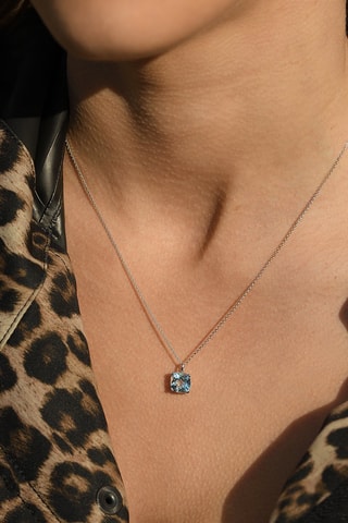 Pendentif Blue light - Or blanc, diamants et topaze