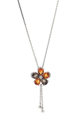 Pendentif Noor - Or blanc, diamants, citrines et quartz
