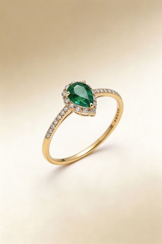 Bague Pink Lady - Or jaune, diamants et émeraude