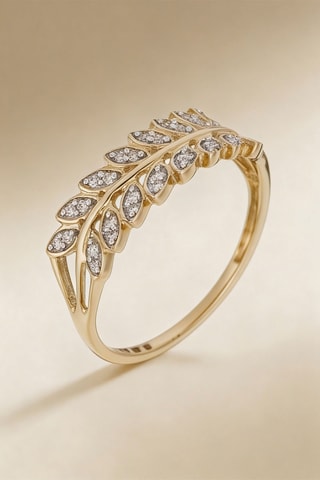 Bague Feuillage Lumineux - Or jaune et diamants