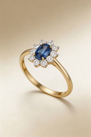 Bague Oceanie - Or jaune, diamants et saphir