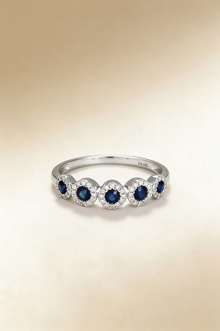Bague Caterina - Or blanc, diamants et saphir