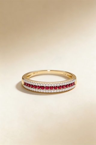 Bague Rosélia - Or jaune, diamants et rubis