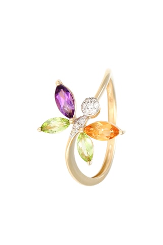 Bague Oxane - Or jaune, diamants, améthyste, citrine et péridots