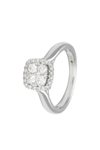 Bague Carré étincelant - Or blanc et diamants