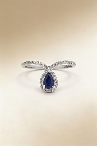 Bague Vienna - Or blanc, diamants et saphir