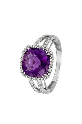Bague Divine - Or blanc, diamants et améthyste