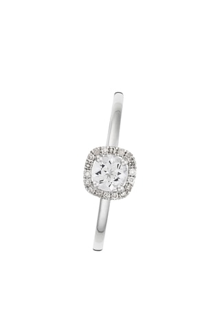 Bague Carré Topazien - Or blanc, diamants et topaze