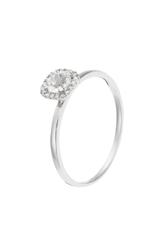 Bague Carré Topazien - Or blanc, diamants et topaze