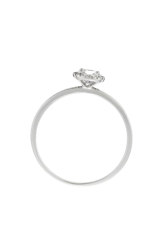 Bague Carré Topazien - Or blanc, diamants et topaze