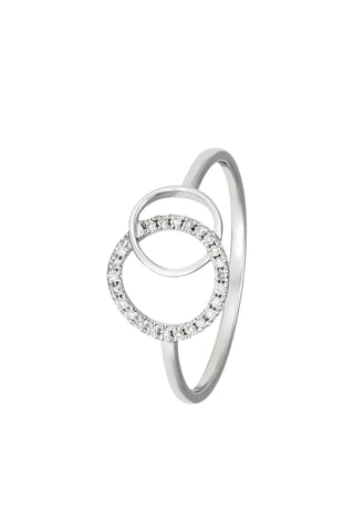 Bague Double Anneau - Or blanc et diamants