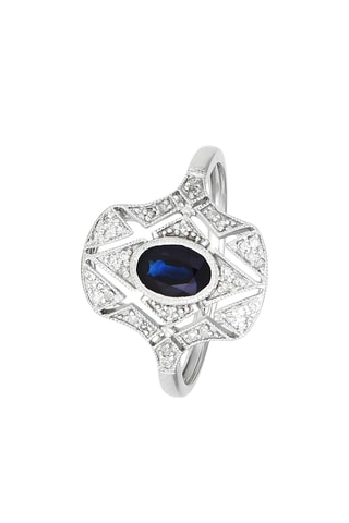 Bague Féerique - Or blanc, diamants et saphir
