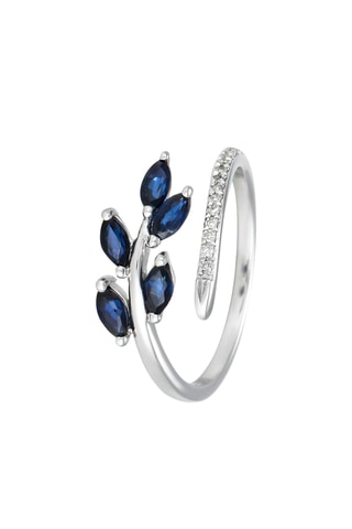 Bague Saule - Or blanc, diamants et saphirs