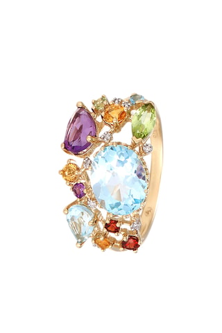 Bague Valéria - Or jaune, diamants, citrines, grenats, péridots et améthystes