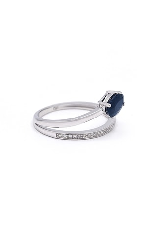 Bague Sannia - Or blanc, diamants et saphir