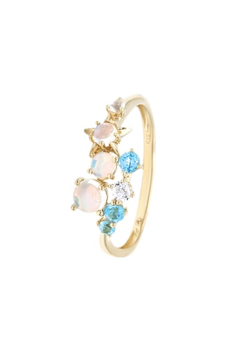 Bague Sedna - Or jaune, topazes, pierres de lune et opale