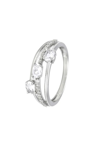 Bague Trio de topazes - Or blanc, diamants et topazes