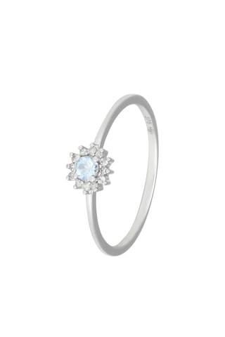 Bague Céleste - Or blanc, diamants et topaze