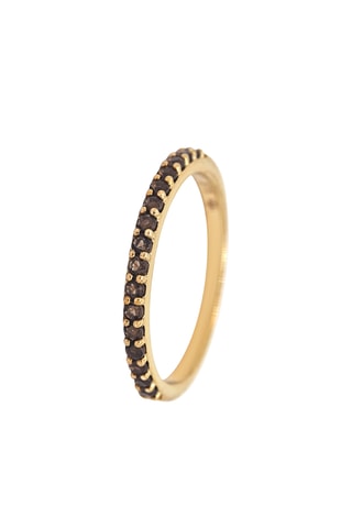 Bague - Or jaune et quartz fumé