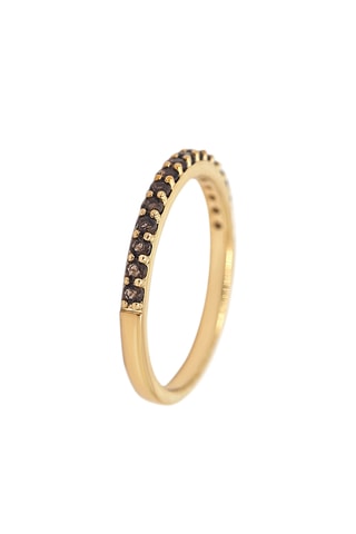 Bague - Or jaune et quartz fumé