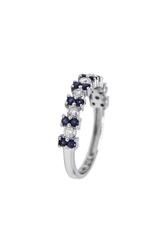 Bague Kyra - Or blanc, diamants et saphirs