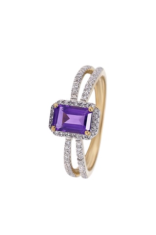 Bague Shining - Or jaune, diamants et améthyste