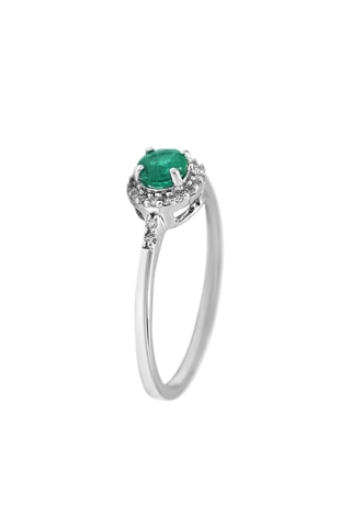 Bague Rond d'émeraude - Or blanc, diamants et émeraude