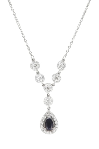 Collier Historia - Or blanc, diamants et saphir
