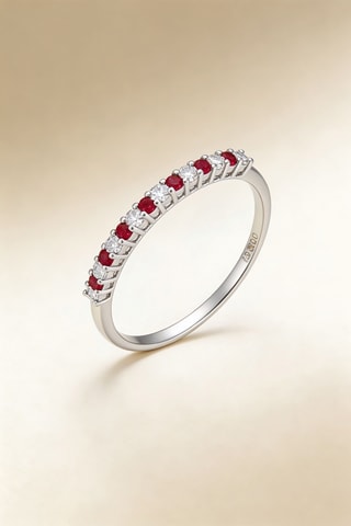 Bague Nyla - Or blanc, diamants et rubis