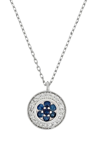 Collier Bouclier - Or blanc, diamants et saphirs