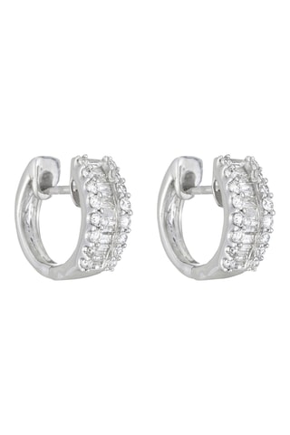 Créoles Rangs Baguettes - Or blanc et diamants