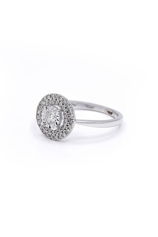 Bague Diamant central - Or blanc et diamants