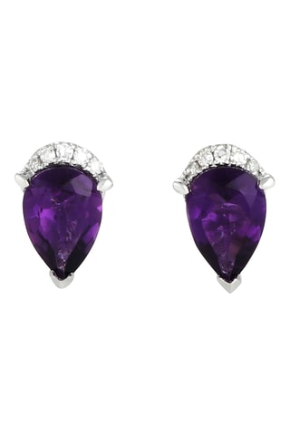 Puces Enora - Or blanc, diamants et améthystes