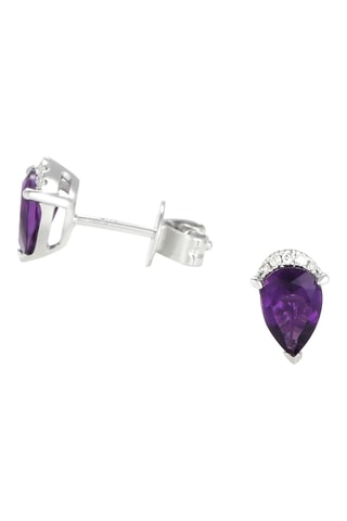 Puces Enora - Or blanc, diamants et améthystes