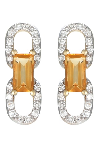 Boucles d'oreilles Mylène - Or jaune, diamants et citrines