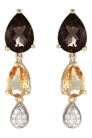 Boucles d'oreilles Ghislaine - Or jaune, diamants et citrines